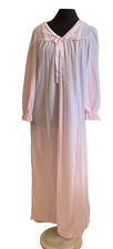 Vtg Vanity Fair Nightgown Soft Flannel Like Pink Long Sleeve Embroider Granny- S