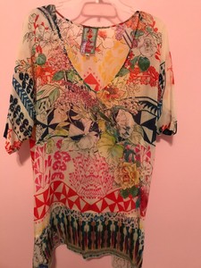 Johnny-Was-XXL-printed-floral-silk-tunic-poncho-blouse-2X