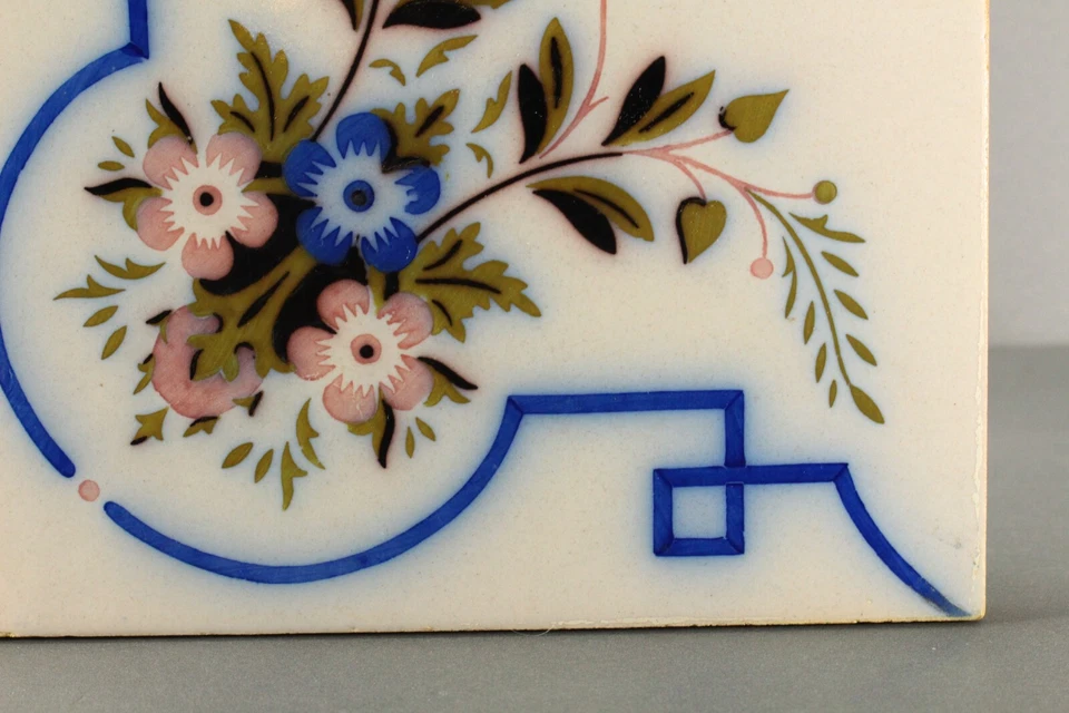 = Azulejo de loza Belle Époque de 1900 8" Foto 4 de 4