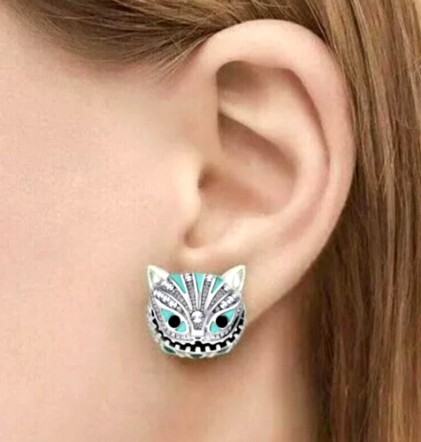 Alice in Wonderland CHESHIRE CAT Rhinestone Betsey Johnson Kitty Earrings - Picture 6 of 18