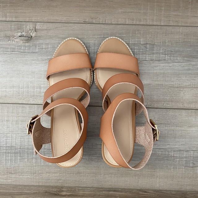 Old Navy 3 Strap Block Heels Sz 10 Light Cognac Colored, Faux Leather | eBay