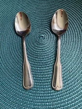 INTERNATIONAL STAINLESS INS348~ FIDDLE OUTLINED 2 TEASPOONS (6. 3/8")