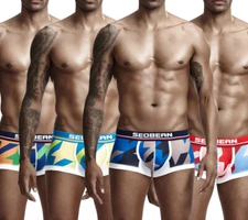 2 Pairs Men's Underpants Low Rise Sexy Soft Boxer Briefs Shorts Underwear Sweet