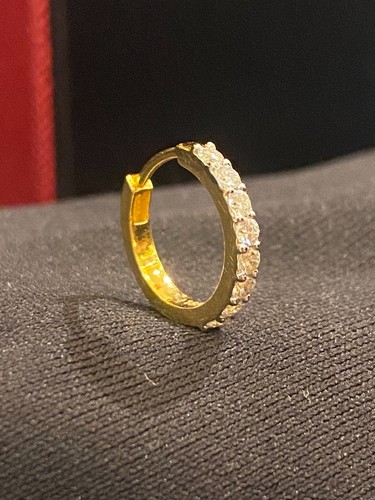 Stunning 0.20 Cts Round Brilliant Cut Natural Diamonds Nose Ring In 585 14K Gold - Picture 2 of 8