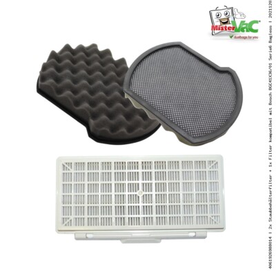 2x Staubbehälterfilter + 1x Filter kompatibel mit Bosch BGC41X36 Serie6 Bagless