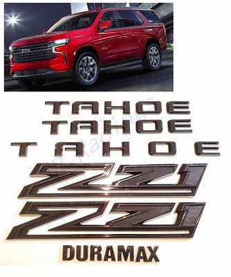 6PCS Set Gloss Black Doors Rear Tahoe Fender Z71 Duramax Emblems For 2021+ Tahoe