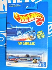 Cadillac MTFLK azul Hot Wheels mediados de la década de 1990 Mainline #266 '59 con WSP dorados