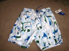 NEW sz small 28 30 Nautica white blue sailboat boardshorts swim shorts