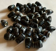 42 Vintage Conical Swirl Handmade Black Beads
