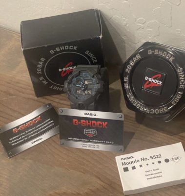 NEW Casio G-Shock #5522 Black & Blue Water Resistant Men's