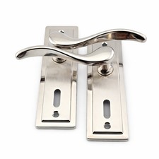 URFIC Porto Dual Tone Polished Satin Nickel Lever Door Handle With Key Hole