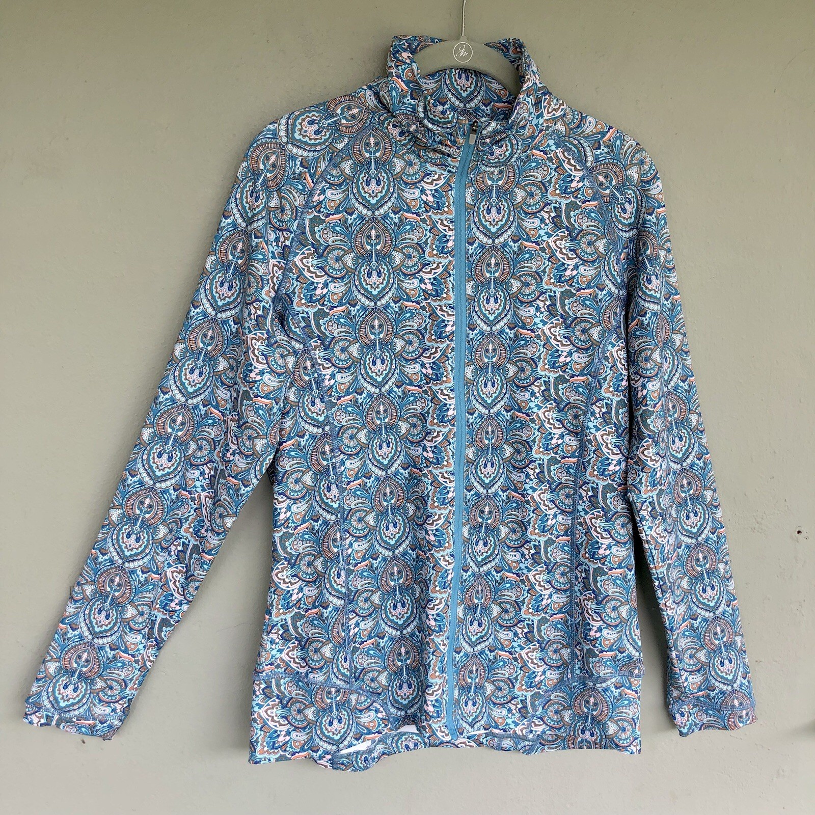 Peter Millar Performance Zip Up Jacket L Teal Pai… - image 3