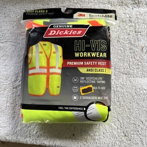 Dickies Hi-Vis Safety Vest 3M Scotchlite Reflective Ansi Class 2 Size XL New 