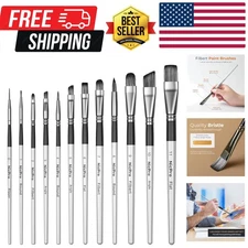 12PCS Artist Paint Brush Set, Craft Paint Brushes for Acrylic Painting, Oil, ...