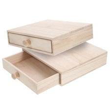 Wood Tea Storage Box Wood Crate Unfinished Stackable Jewelry Organizer Holder