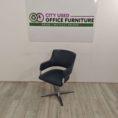 Brunner Conference Chair, Real Grey Leather, Grey Swivel Base