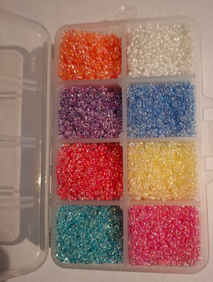 240 g Perlen, 8 Farben in Box, 2 mm, Miniaturschmuck 1:6/1:12, Stickerei etc#005