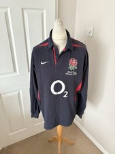 Men’s Vintage 2003-2005 Blue Nike England Six Nations Long Sleeve Rugby Shirt XL