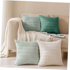 Throw Pillow Covers 22x22 Inch, Set of 4, 22" x 22" Pack of 4 Beige/Green