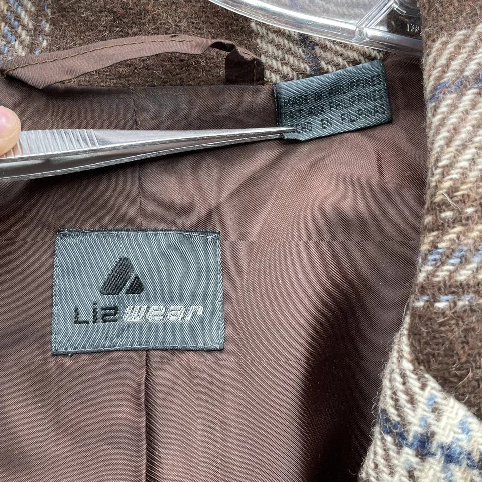 Chaqueta Blazer Vintage Liz Wear Mezcla Lana Para Mujer 14 Cuadros Corpcore Business Y2k Foto 3 de 4