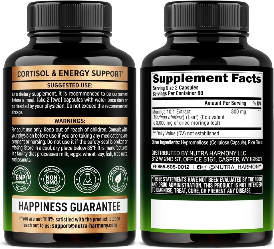 Cápsulas en polvo de hoja de moringa cruda y pura 800 g, energía antioxidante y soporte articular Foto 2 de 4