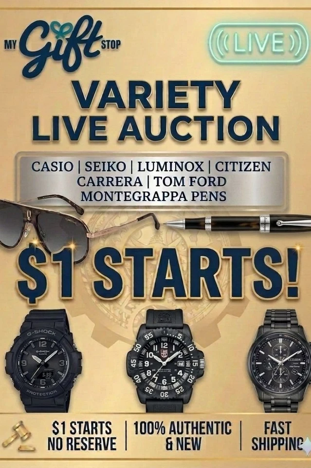 $1 Starts Auctions Watches Pens Sunglasses Seiko Longines Tom Ford + More