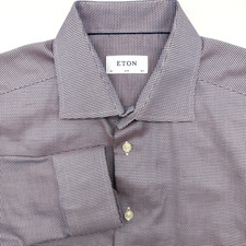 Eton Slim Fit Men's Long Sleeve Purple Geometric 42 Button Up 16 1/2 Dress Shirt