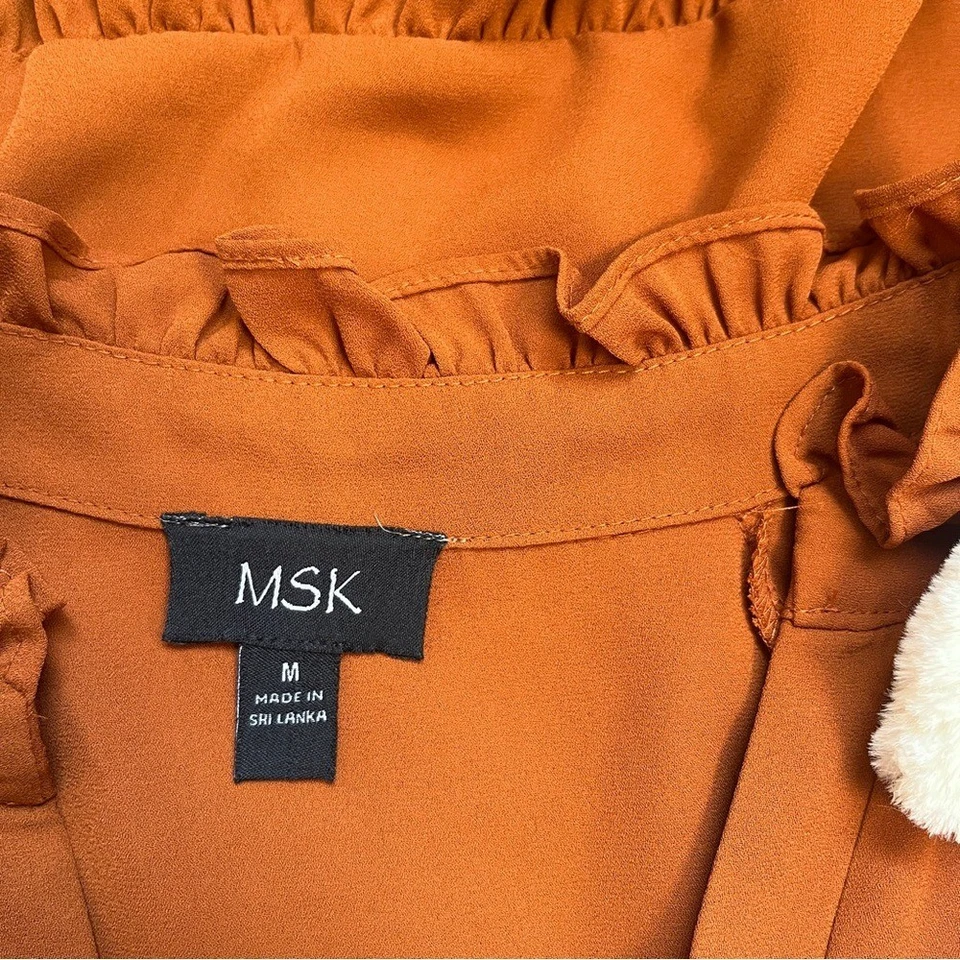 Vestido MSK Para Mujer Mediano Calabaza Naranja Volantes en Niveles Festivo Vacaciones Boho Otoño Foto 3 de 4