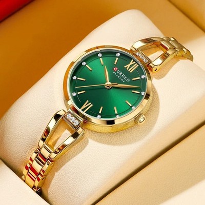 CURREN Women's Quartz Watch Stainless Steel Bracelet Luxury Elegant Wristwatch
