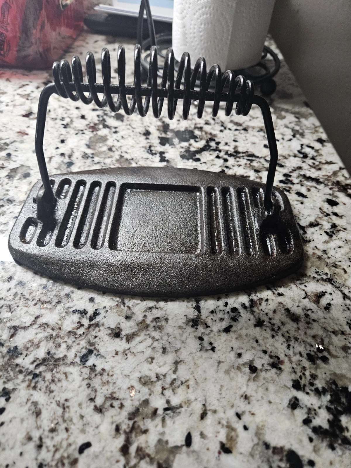Antique Flat Iron Hand Press Grill Skillet