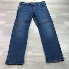 Calvin Klein Jeans Mens 36x30 Blue Regular Straight Cotton Denim Med Wash Pants