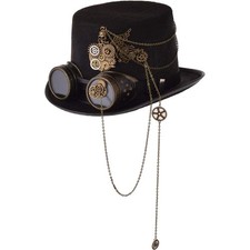 Steampunk Hut Halloween Zylinder Kostüm Brille Gothic Punk Cosplay Filz