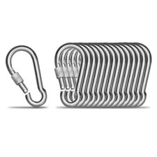 15 Pack Screw Locking Carabiner, 3.15 inch Heavy Duty Carabiner Clips, 304 St...
