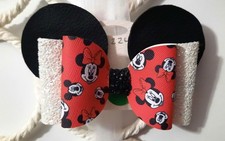 Minnie Mouse and Daisy Disney Inspired Faux Leather Fabric Hair Bow Handmade