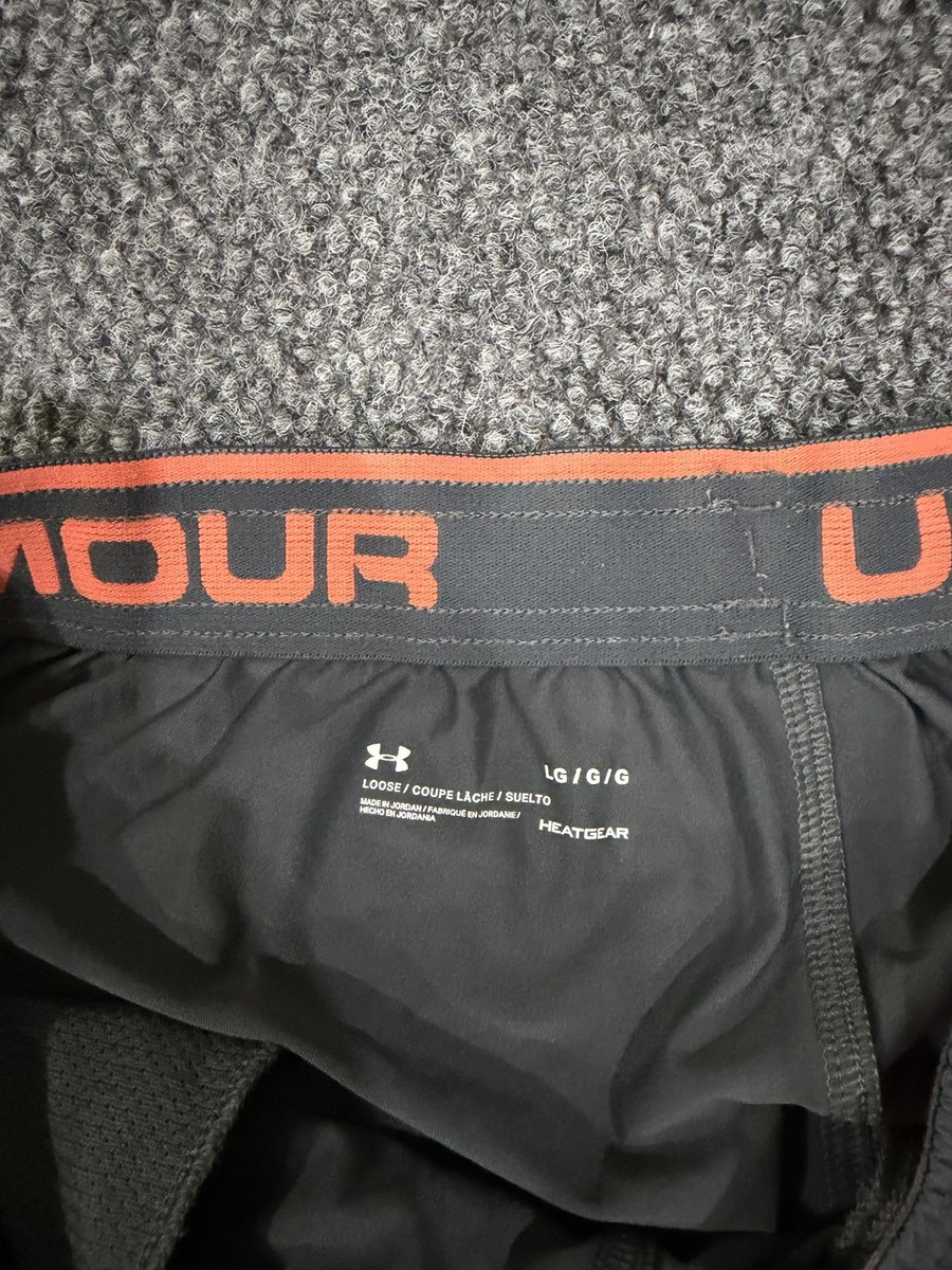 Under Armour Basketball Shorts Mens Large Gray Orange 11 Inch