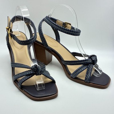 Giani Bernini Renaee Block Heel Woven Strap Sandal Womens Size 8M Royal Navy
