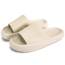 Cloud Slippers Tan Thick Sole Cushioned Sandals Women Men Size 7.5-8.5