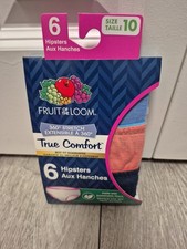 6 Fruit Of The Loom Girls True Comfort 360 Stretch Hipsters Underwear. Size 10
