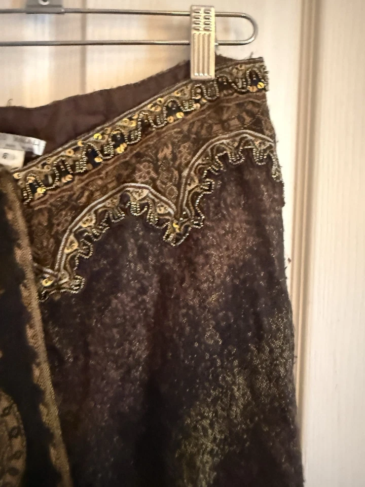 Alberto Makali Bohemian Asymmetrical High Low Sequin Skirt Browns Sz 6 - Image 4 of 4