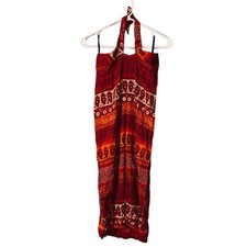 Wrapper Red Mixed Print Sleeveless Halter Long Maxi Dress Women’s 8