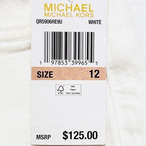Michael Kors Women's Flare Leg Stretch White Jeans Size 12 Buttons Front NWT - Picture 5 of 11