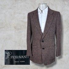 Vintage Fioravanti Sport Coat Blazer Brown Tweed 38R Repaired Pockets