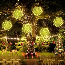 Baung Christmas String Lights Outdoors,4 Pack 7.98" Sphere Ball Tree Garden G...