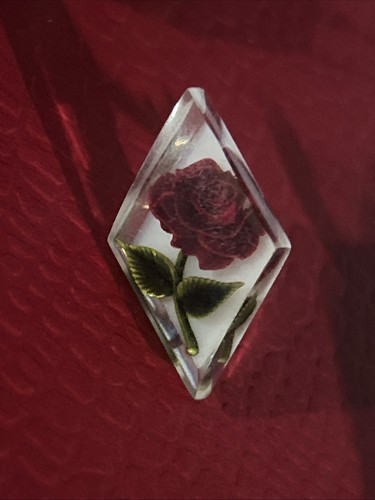 Vintage Edelstein Ton Lucite ummantelte Rose Brosche & Ohrringe - Bild 9 von 9