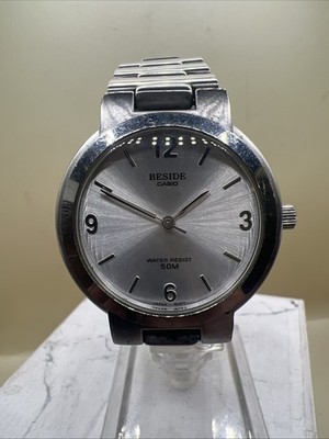 Men s Beside Casio 1330 MTP-1134 Silver Quartz Watch Working New Battery 