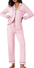 Ekouaer Pajamas Women's Long Sleeve Sleepwear Soft Button Down Loungewear Pjs