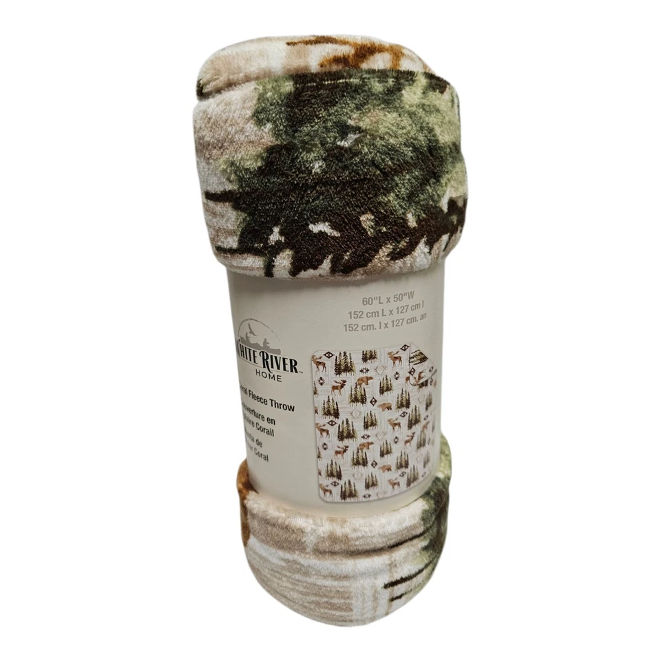 Manta/manta reversible de chenilla White River Home 50 x 60 poliéster alce, alce Foto 2 de 3