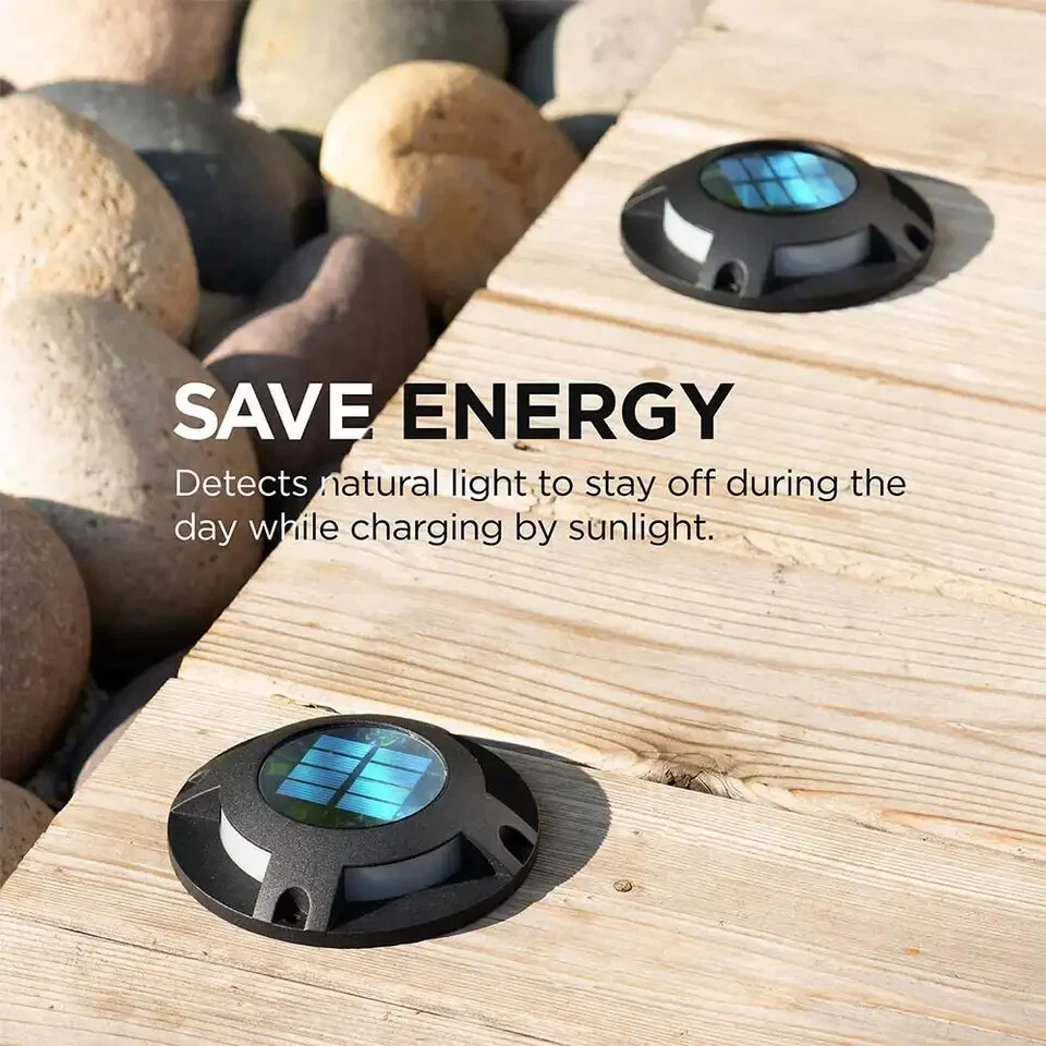 Paquete de 10 luces LED solares para cubierta de muelle exterior luces de entrada para acera Foto 4 de 4