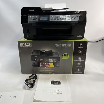 Epson WorkForce 500 All In One Printer Scanner Copy Fax Tested Complete Unit
