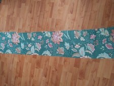 Fabric Upholstery/Pillows Screen Print Teflon  VINTAGE 13"W 80"L GREENS/PINKS